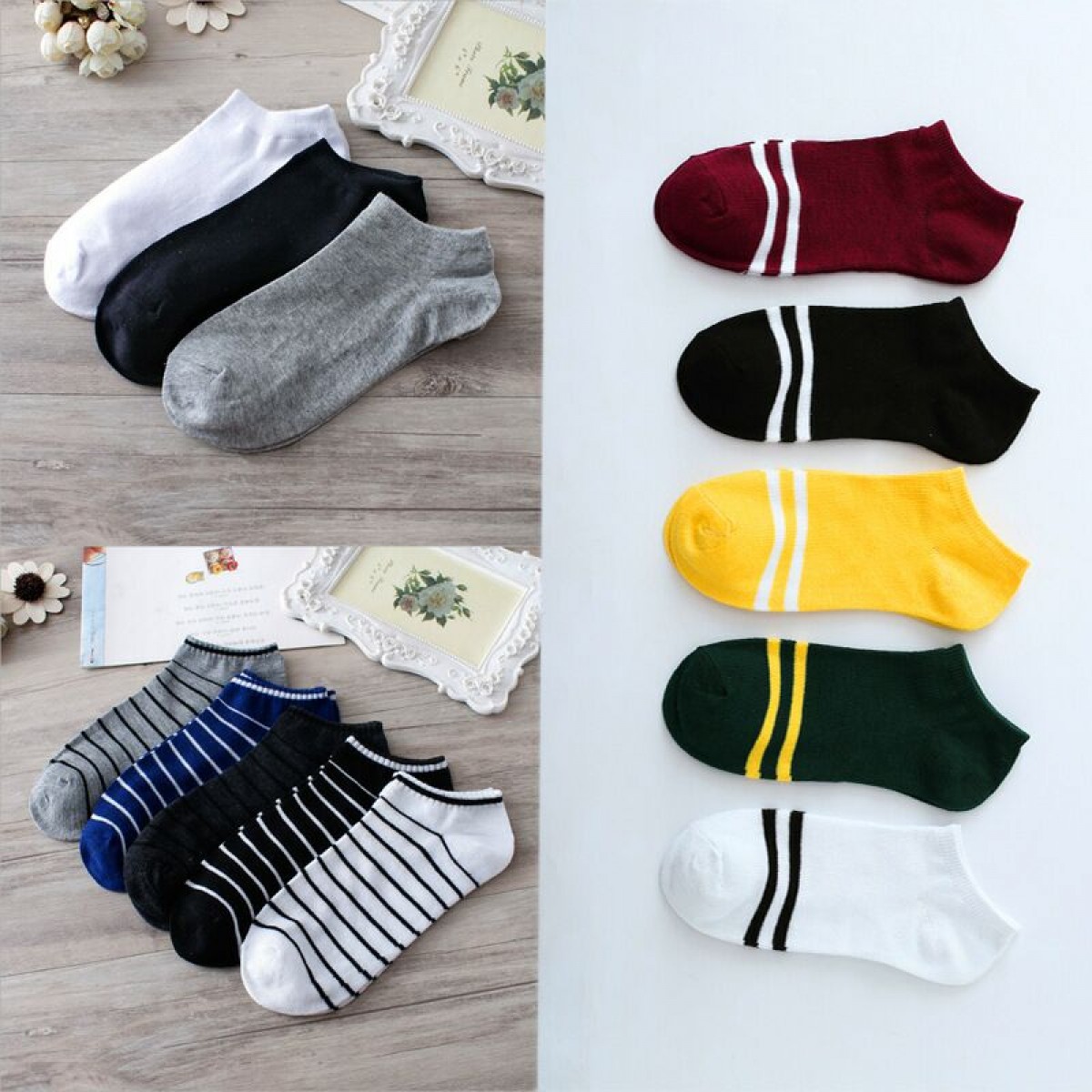 双杠男女短袜（10元6双送果茶）